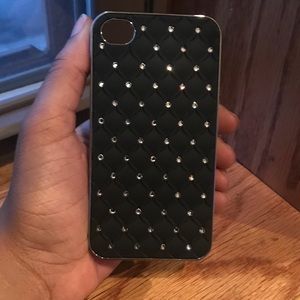 iPhone 4/4s Black Case with Rhinestone Accents